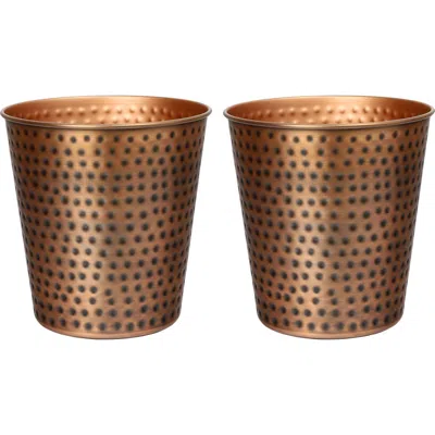 Happimess Axel Modern Minimalist Hammered Steel 2 Gal Waste Bin In Brown