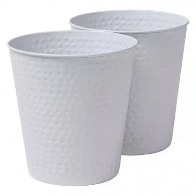 Happimess Axel Modern Minimalist Hammered Steel 2 Gal Waste Bin In Matte White