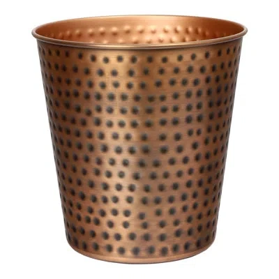 Happimess Axel Modern Minimalist Hammered Steel 2-gallon Wastebasket In Antique Copper