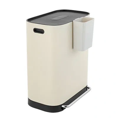 Happimess Beni Stainless Steel 16 Gallon Step On Trash Can In Almond