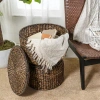 Happimess Bhola Hourglass Handwoven Hyacinth Storage Accent Table With Lid In Brown Wash