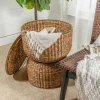 Happimess Bhola Hourglass Handwoven Hyacinth Storage Accent Table With Lid In Natural
