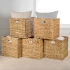 Happimess Bryce Classic Farmhouse Handwoven Hyacinth Collapsible Storage Cube Baskets With Handles, In Natural