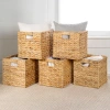 Happimess Bryce Classic Farmhouse Handwoven Hyacinth Collapsible Storage Cube Baskets With Handles, In Neutral
