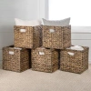 Happimess Bryce Classic Farmhouse Handwoven Hyacinth Collapsible Storage Cube Baskets With Handles, In Brown