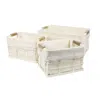 Happimess Callan Vintage Industrial Handmade Wire Metal Nesting Storage Baskets With Wood Handles And Fabric L In White