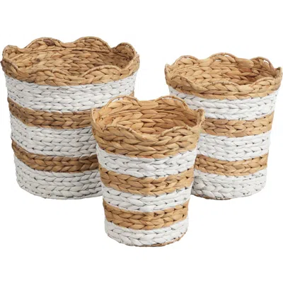 Happimess Calvin Handwoven Water Hyacinth Scalloped Edge Nesting Baskets In Multi