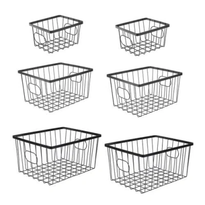 Happimess Camden Vintage Industrial Handmade Wire Metal Nesting Storage Baskets In Black