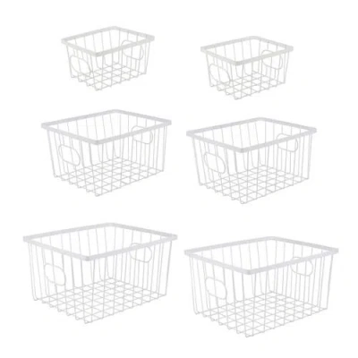Happimess Camden Vintage Industrial Handmade Wire Metal Nesting Storage Baskets In White