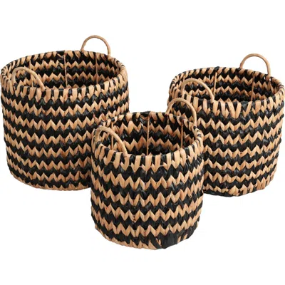 Happimess Cassia Coastal Farmhouse Handwoven Two-tone Water Hyacinth Nesting Storage Baskets With Ha In Multi
