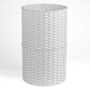 Happimess Cecil Modern Faux Wicker Cylinder Waste Basket In White