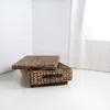 Happimess Chett Minimalist Hand-woven Hyacinth/wood Underbed Storage Bin With Wheels And Handles In Brown Wash
