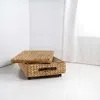 Happimess Chett Minimalist Hand-woven Hyacinth/wood Underbed Storage Bin With Wheels And Handles In Natural