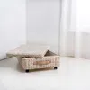 Happimess Chett Minimalist Hand-woven Hyacinth/wood Underbed Storage Bin With Wheels And Handles In White Wash