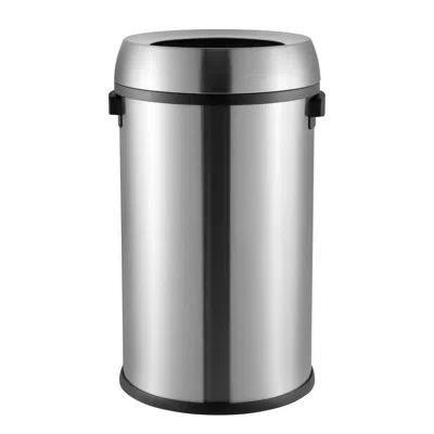 Happimess Chuck Stainless Steel 17.2 Gallon Trash Can In Chrome