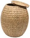 Happimess Colt 17in Coastal Bohemian Handwoven Hyacinth Storage Stool With Lid