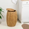 Happimess Colt Coastal Bohemian Handwoven Hyacinth Barrel Storage Stool With Lid In Natural