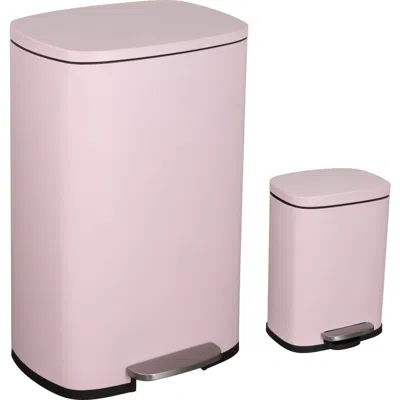 Happimess Connor Rectangular Trash Can With Soft-close Lid And Free Mini Trash Can In Pink