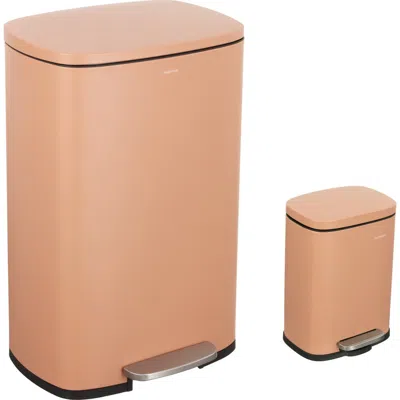 Happimess Connor Rectangular Trash Can With Soft-close Lid And Free Mini Trash Can In Brown