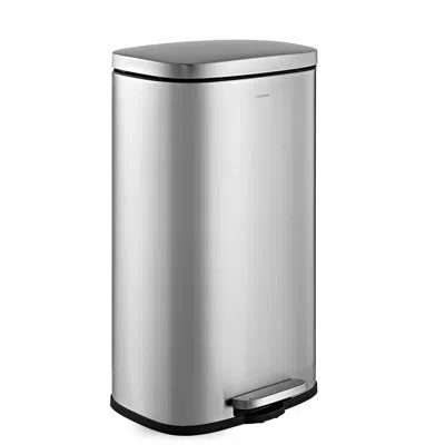 Happimess Curtis 8-gallon Step-open Trash Can, Black In Chrome