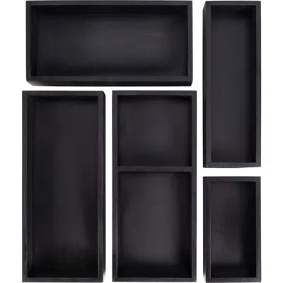 Happimess Eldora Handcrafted 5-piece Multi-use Individual Drawer Organizer Boxes In Black