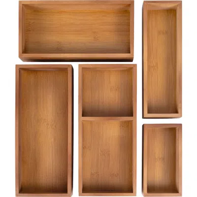 Happimess Eldora Handcrafted 5-piece Multi-use Individual Drawer Organizer Boxes In Brown