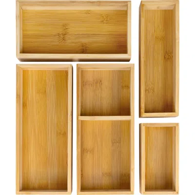 Happimess Eldora Handcrafted 5-piece Multi-use Individual Drawer Organizer Boxes In Brown