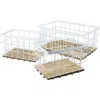 Happimess Evvie Vintage Farmhouse Handmade Wire Metal Nesting Storage Baskets With Wood Base In White