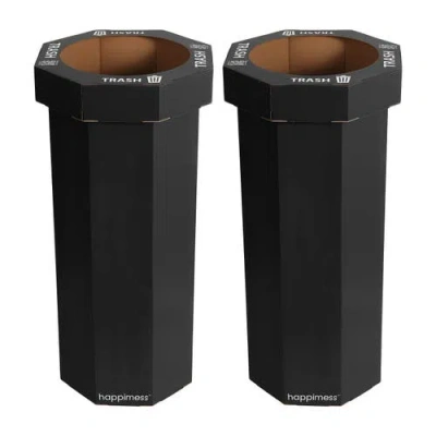Happimess Fleur 25-gallon Classic Disposable Corrugated Cardboard Event Trash Can And Recycling Bin In Black