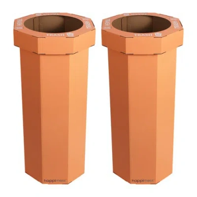 Happimess Fleur 25-gallon Classic Disposable Corrugated Cardboard Event Trash Can And Recycling Bin In Orange