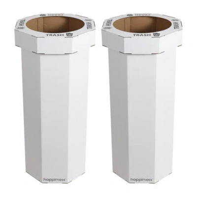 Happimess Fleur 25-gallon Classic Disposable Corrugated Cardboard Event Trash Can And Recycling Bin In White