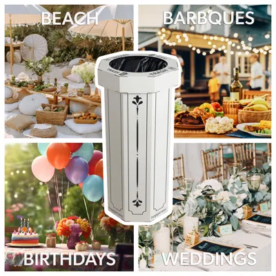 Happimess Fleur 25-gallon Traditional Classic Disposable Corrugated Cardboard Event Trash Can And Recycling Bi In Multi