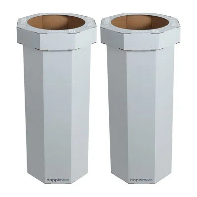 Happimess Fleur 25-gallon Traditional Classic Disposable Corrugated Cardboard Event Trash Can And Recycling Bi In Fog Gray