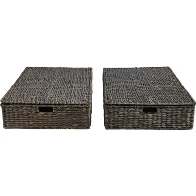 Happimess Holden 30" Classic Costal Hand-woven Hyacinth Wicker Under Bed Storage Basket With Lid In Brown