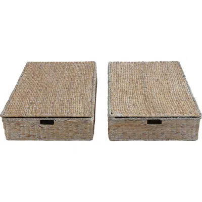 Happimess Holden 30" Classic Costal Hand-woven Hyacinth Wicker Under Bed Storage Basket With Lid In Brown