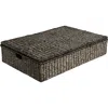 Happimess Holden 30" Classic Costal Hand-woven Hyacinth Wicker Under Bed Storage Basket With Lid In Brown