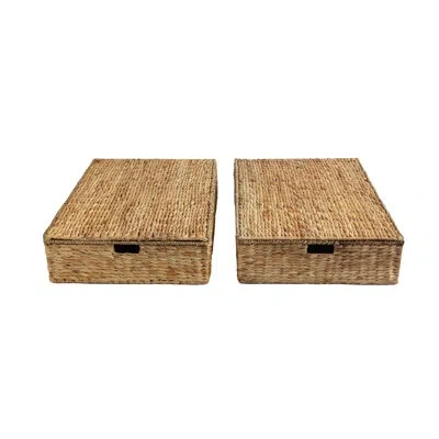 Happimess Holden 30'' Classic Costal Hand-woven Hyacinth Wicker Under Bed Storage Basket With Lid In Natural