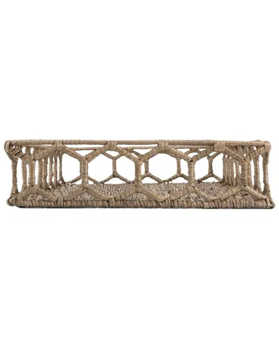 Happimess Honeycomb 19.75in Rustic Bohemian Hand-woven Rattan Tray In Brown