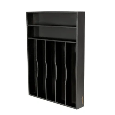 Happimess Hudson Modern Farmhouse Handcrafted 7-slot Kitchen Drawer Organizer In Black