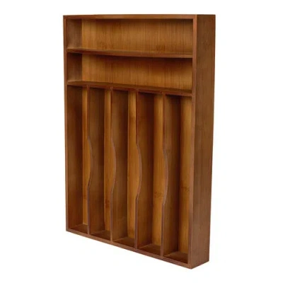 Happimess Hudson Modern Farmhouse Handcrafted 7-slot Kitchen Drawer Organizer In Brown