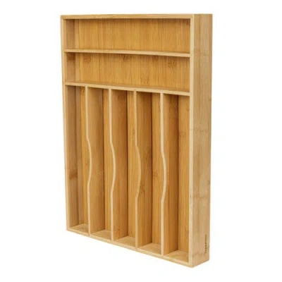 Happimess Hudson Modern Farmhouse Handcrafted 7-slot Kitchen Drawer Organizer In Brown