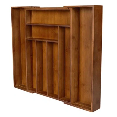Happimess Hudson Modern Farmhouse Handcrafted Expandable 8-slot Kitchen Drawer Organizer In Brown