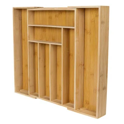 Happimess Hudson Modern Farmhouse Handcrafted Expandable 8-slot Kitchen Drawer Organizer In Brown