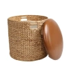 Happimess Josie 18" Modern Coastal Hand-woven Hyacinth Storage Ottoman With Lid In Brown