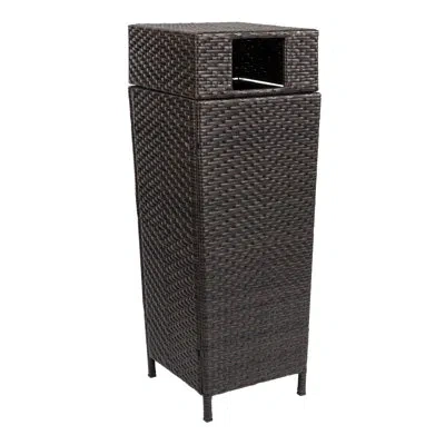 Happimess Keaton Modern 24.13-gallon All-weather Wicker/metal Lidded Hideaway Outdoor Trash Can In Brown
