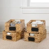 Happimess Lane Classic Farmhouse Handwoven Hyacinth Pantry Baskets With Chalkboard Labels And Handle In Natural