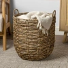Happimess Laurel Bohemian Handwoven Abaca Hamper Basket With Handles In Brown
