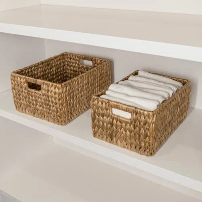 Happimess Leif Rustic Minimalist Hand-woven Hyacinth Nesting Baskets With Handles In Natural