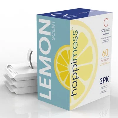 Happimess Lemon Scented Drawstring Trash Can Liner 60 Count In White