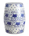 Happimess Lotus Flower 17.8in Chinoiserie Drum Garden Stool